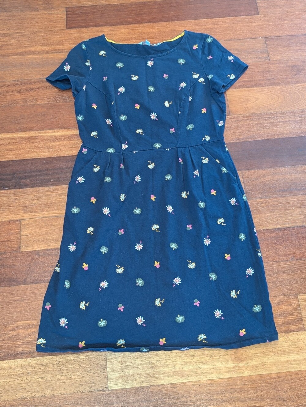 Boden Navy Floral Short-Sleeve Knit Dress